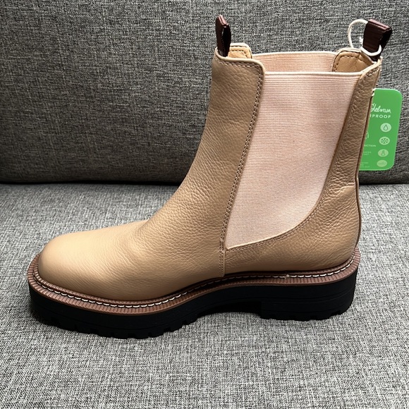 SAM EDELMAN Laguna Waterproof Lug Sole Chelsea Boot Sesame Leather Size 7 1/2 - Picture 10 of 13